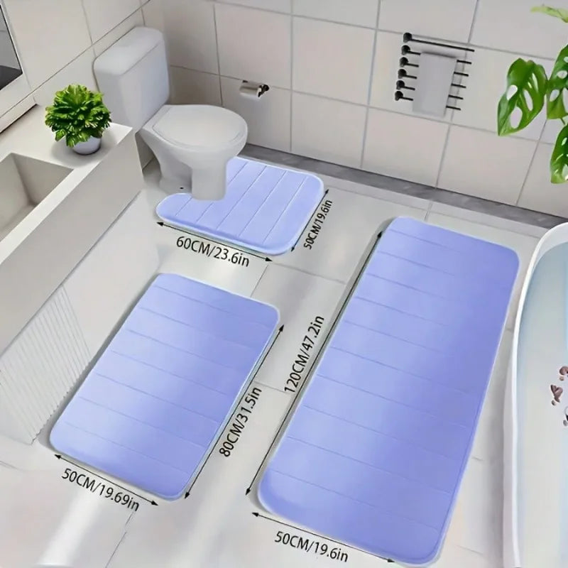 Memory Foam Bathroom Rug Set, Plush Absorbent Bath Mats