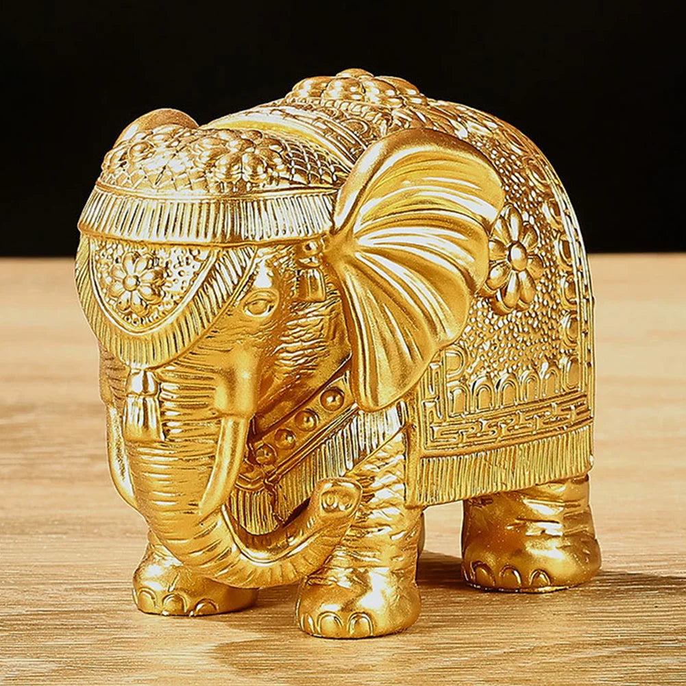 Elephant Statue Resin Figurine For Living Room Decor Wealth Luck