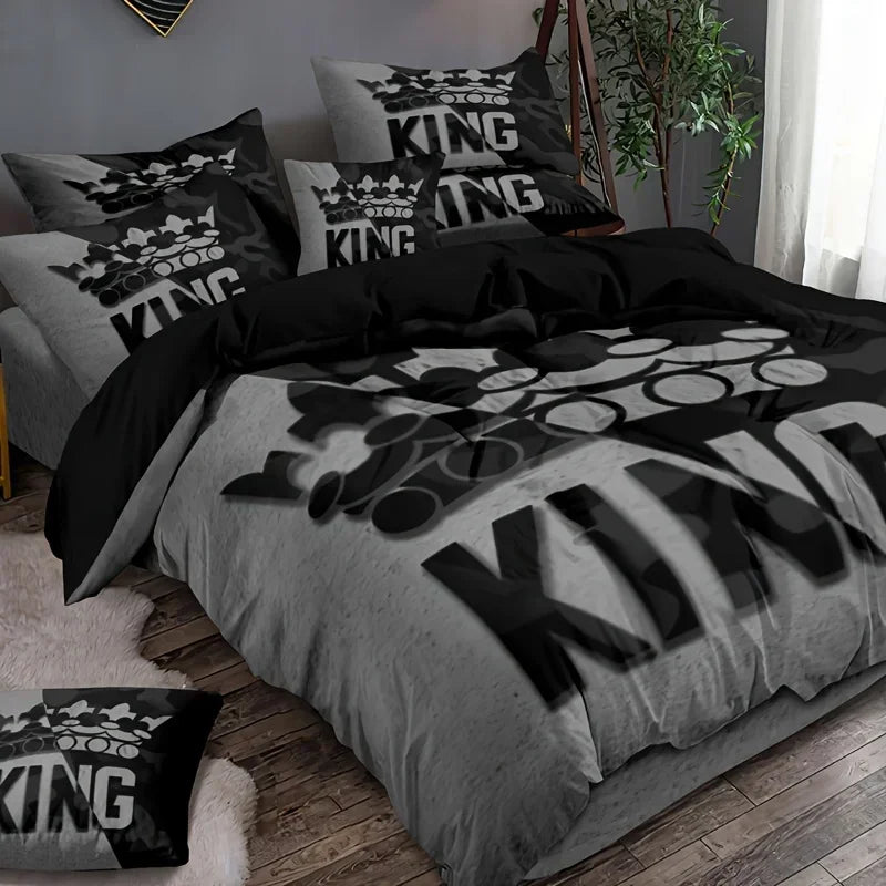 YHXSLYCN Three Piece Duvet Cover Set With Letter Print