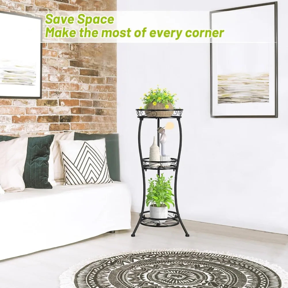 NBVCX Three Tier Rustproof Metal Plant Stand Indoor Outdoor