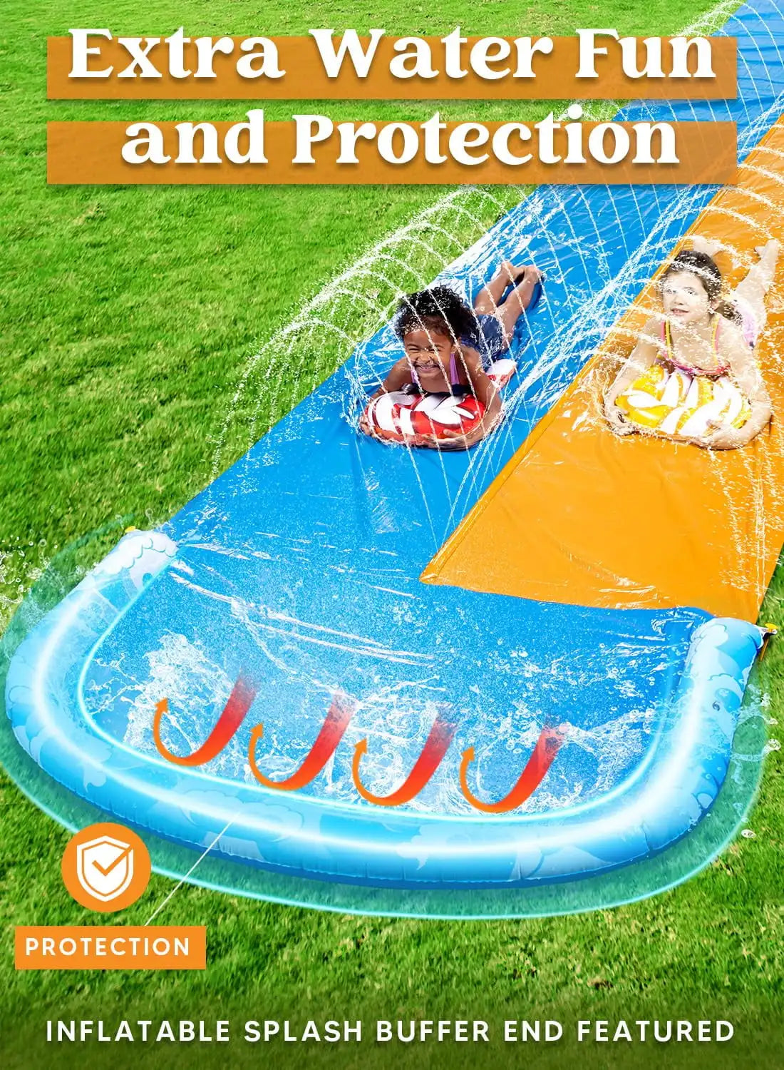 Joyfy Water Slide With Two Bodyboards For Outdoor Fun