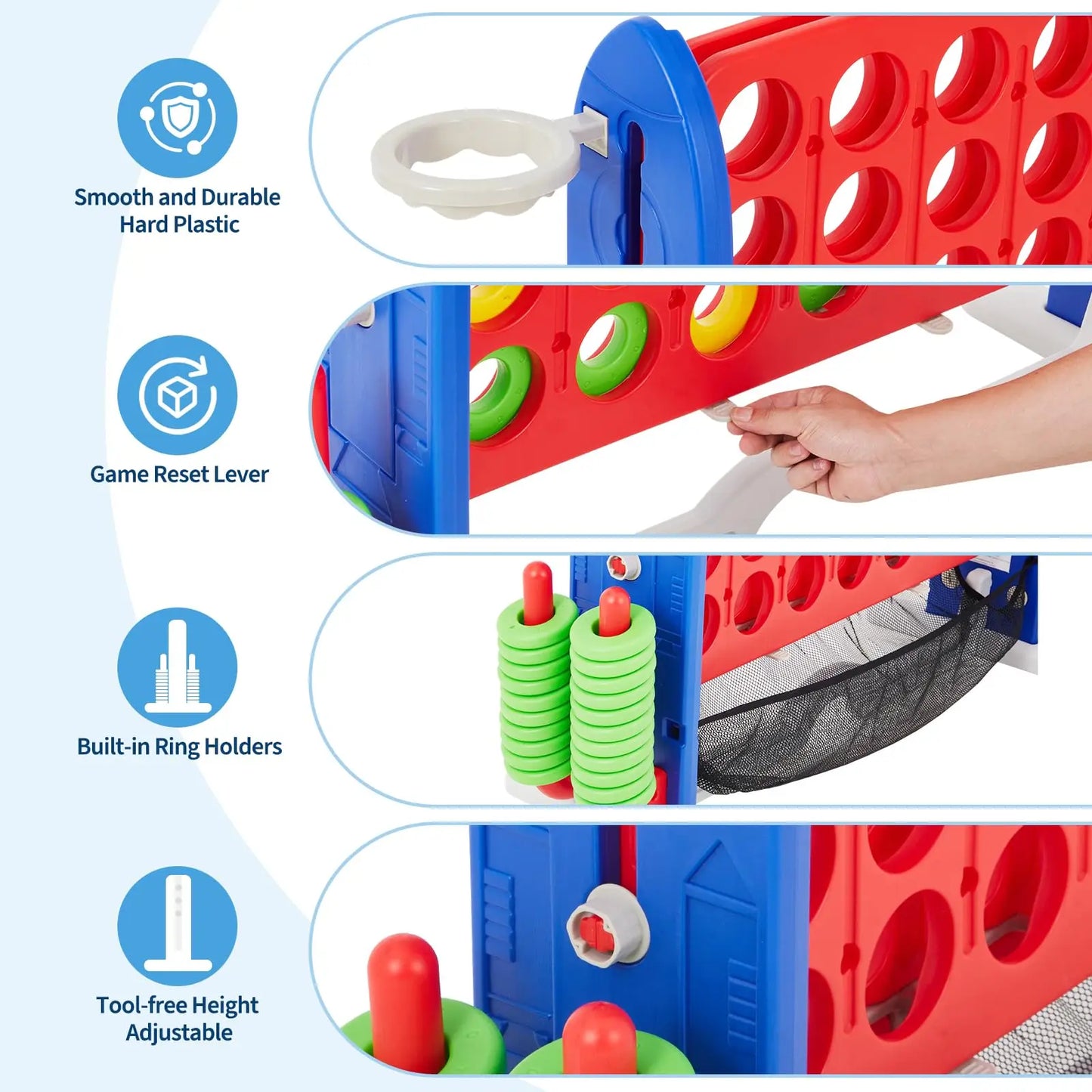 Giant 4-in-1 Connect Four Ring Toss Yard Game Indoor Outdoor