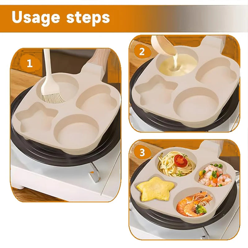 Thick Nonstick Four Hole Omelette Pan For Egg Breakfast