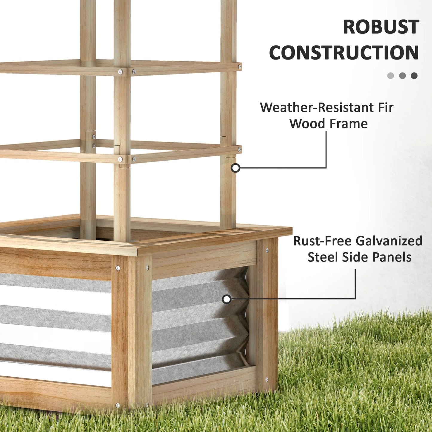 Outdoor Planter With Trellis Wooden Planter Box for Garden