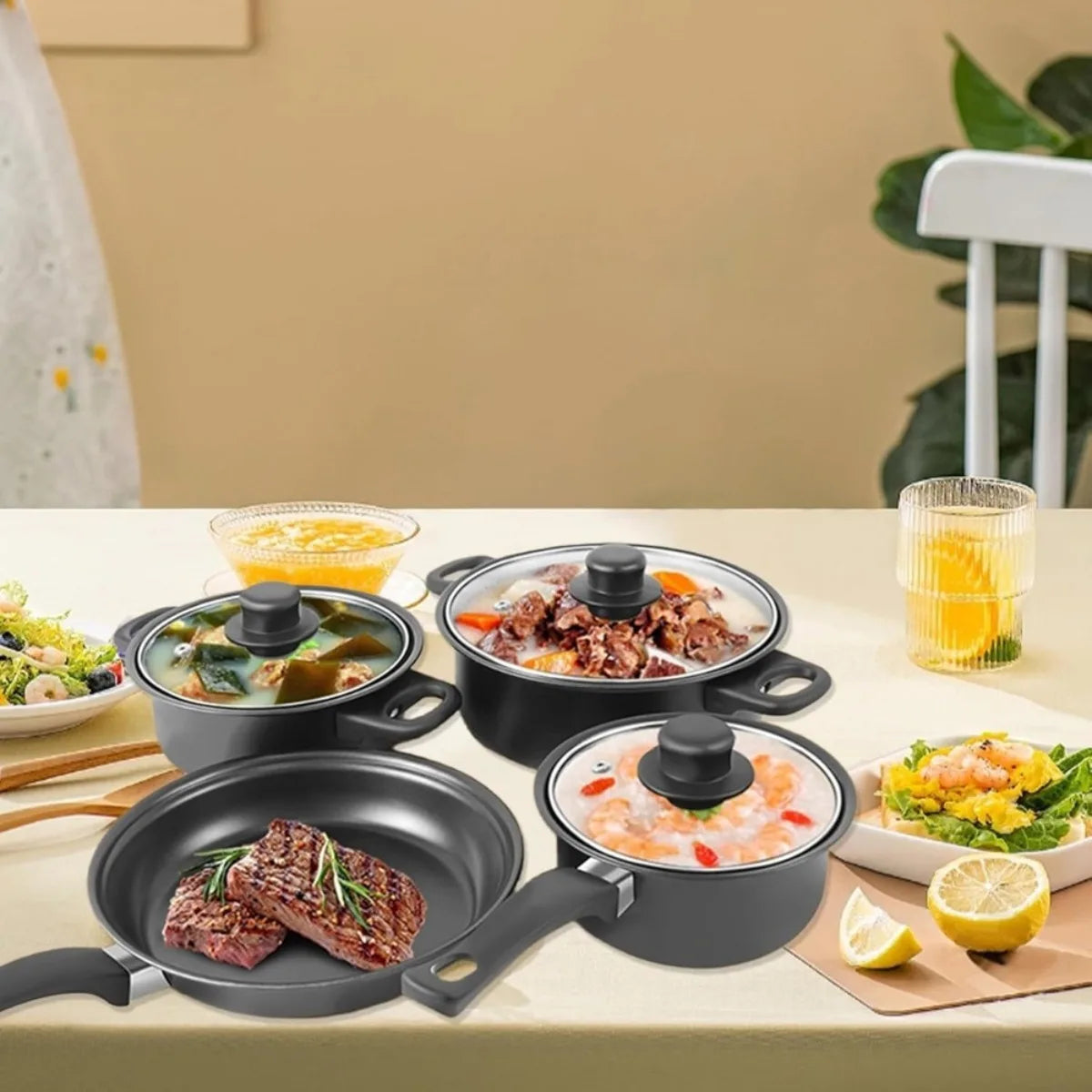 COBASPORT 13 Piece Nonstick Pots And Pans Set Induction Cookware