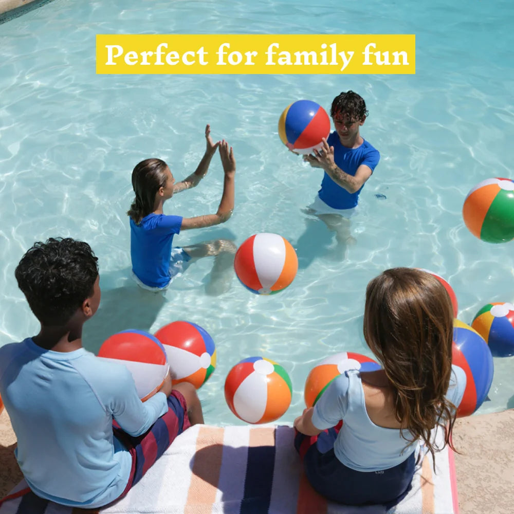 Joyfy Rainbow Beach Balls 12 Pack Inflatable Pool Toys Set