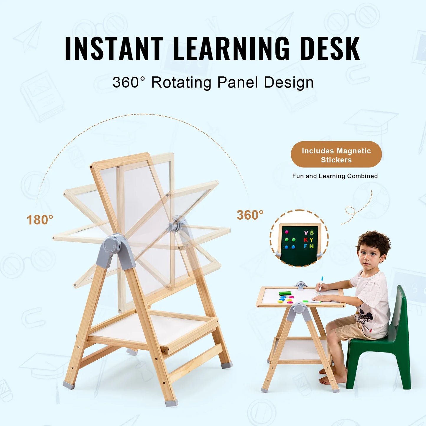 SucceBuy Magnetic Drawing Board Easel For Kids With Educational Accessories