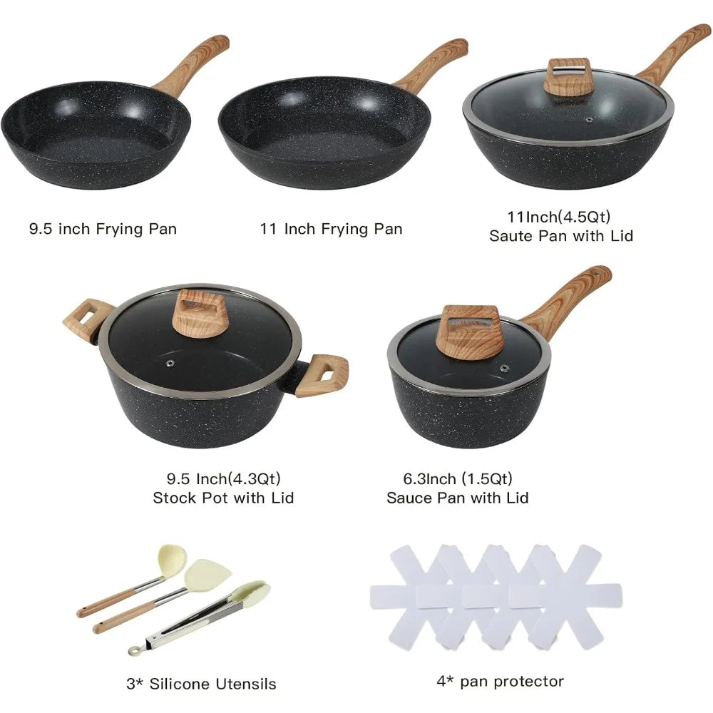 Ceramic Nonstick Cookware Set 15-Piece Pots and Pans