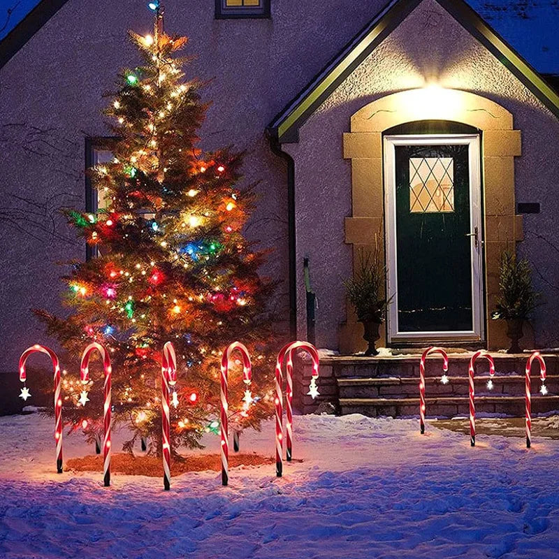Solar Powered Garden Cane Lights Waterproof Outdoor Decorative Figure Lights