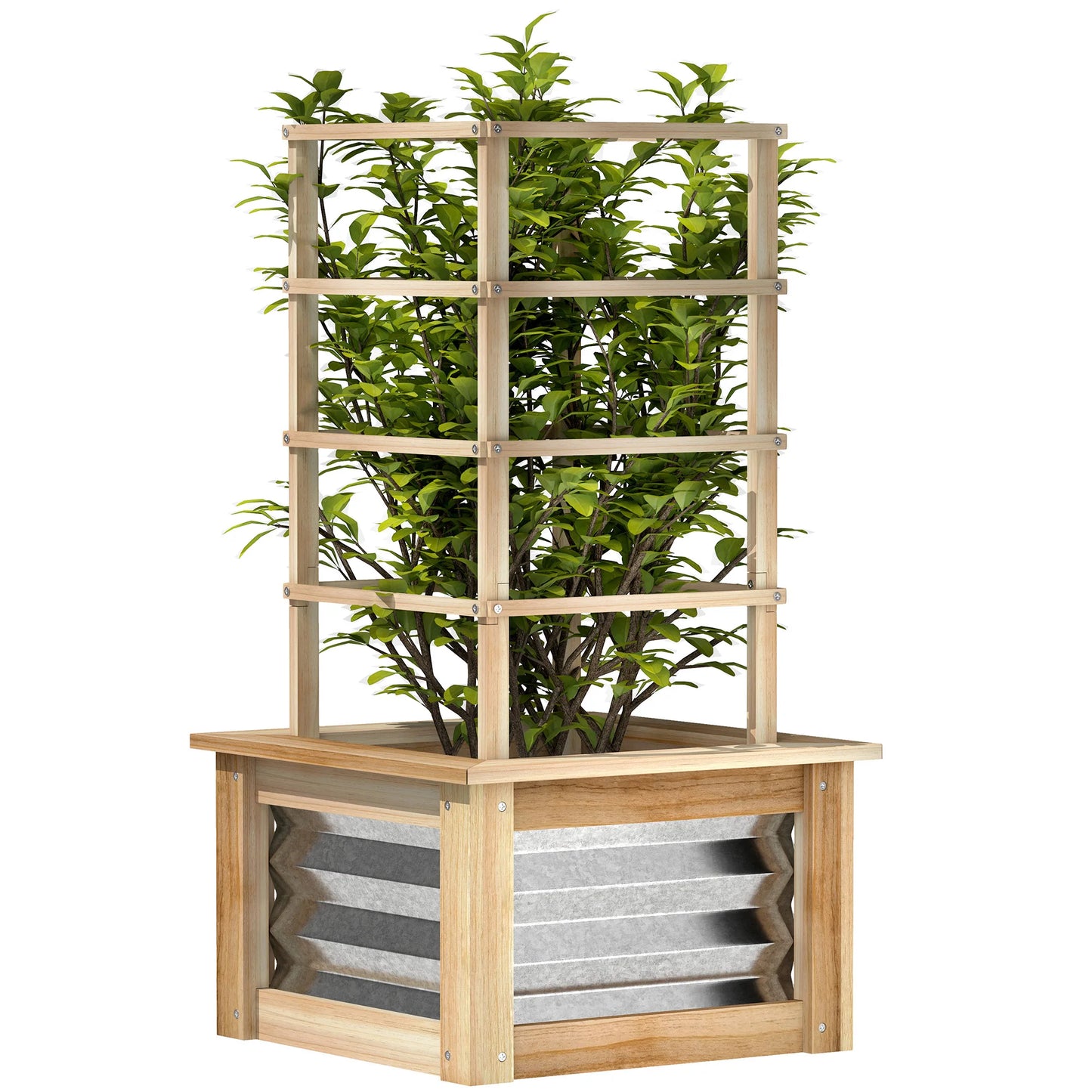 Outdoor Planter With Trellis Wooden Planter Box for Garden