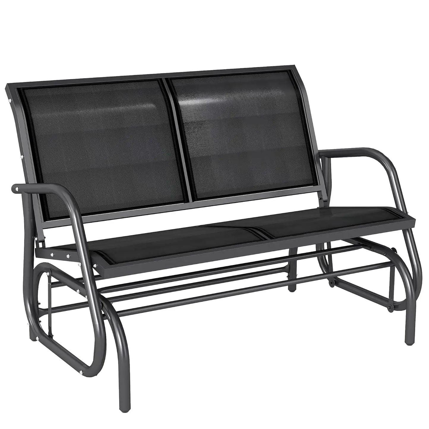 2 Person Outdoor Glider Bench With Powder Coated Steel Frame For Patio