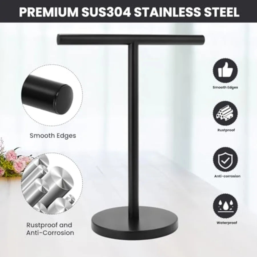 T Shape Stainless Steel Bath Towel Holder Stand Matte Finish