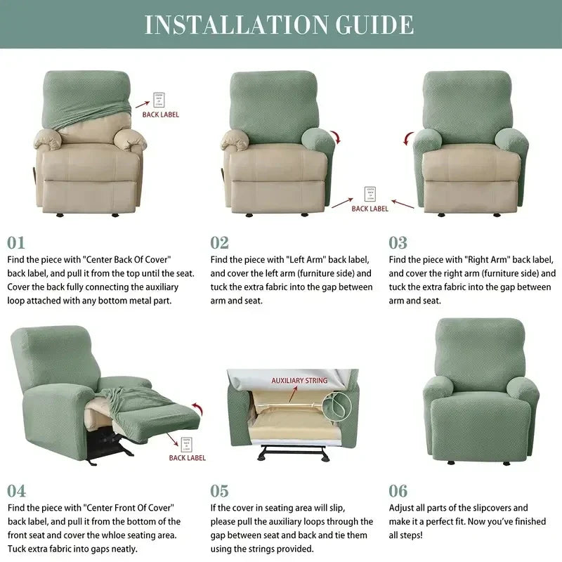 All-Inclusive Recliner Slipcover With Pockets 4-Piece