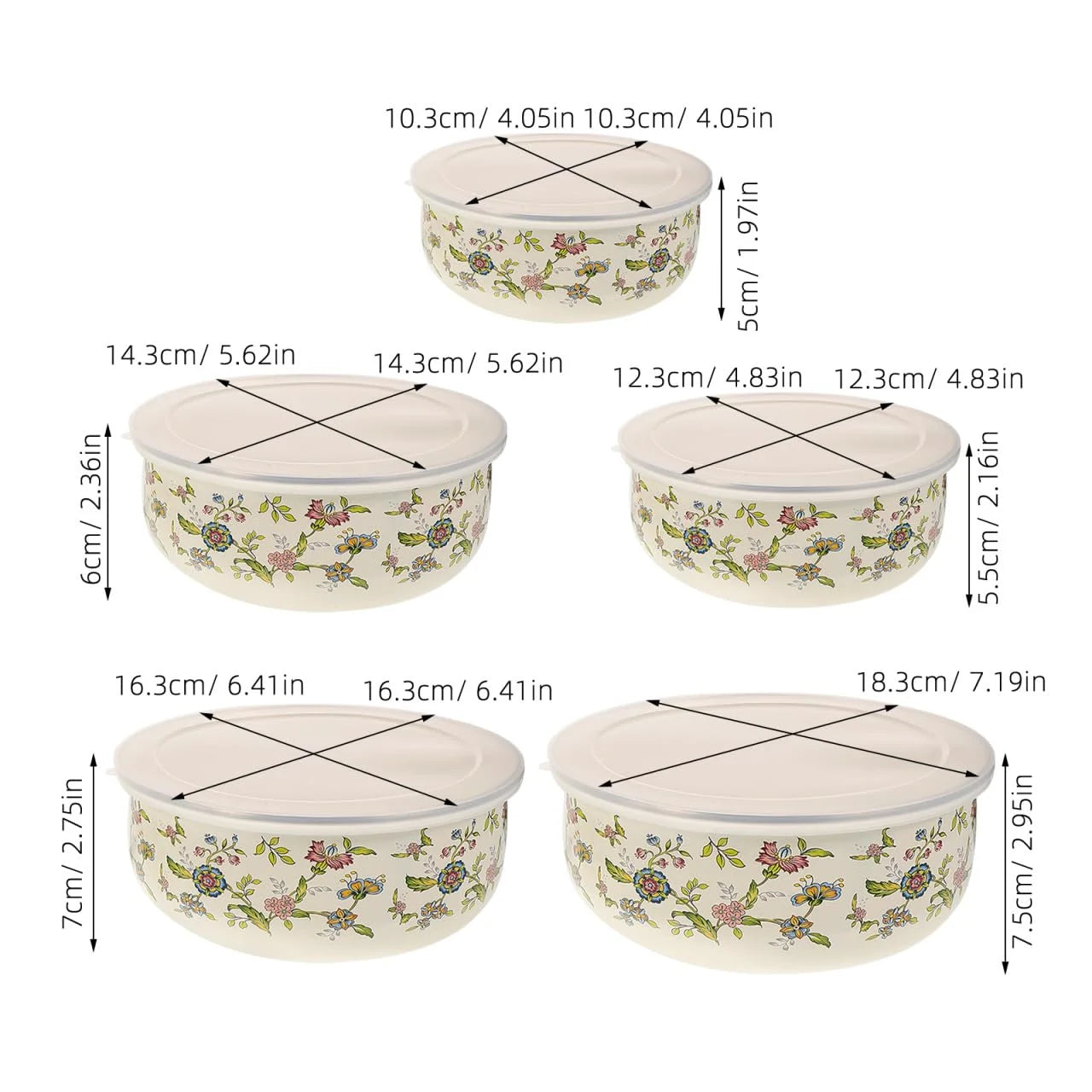 Enamel Steel Mixing Bowls Set With Lids For Food Storage