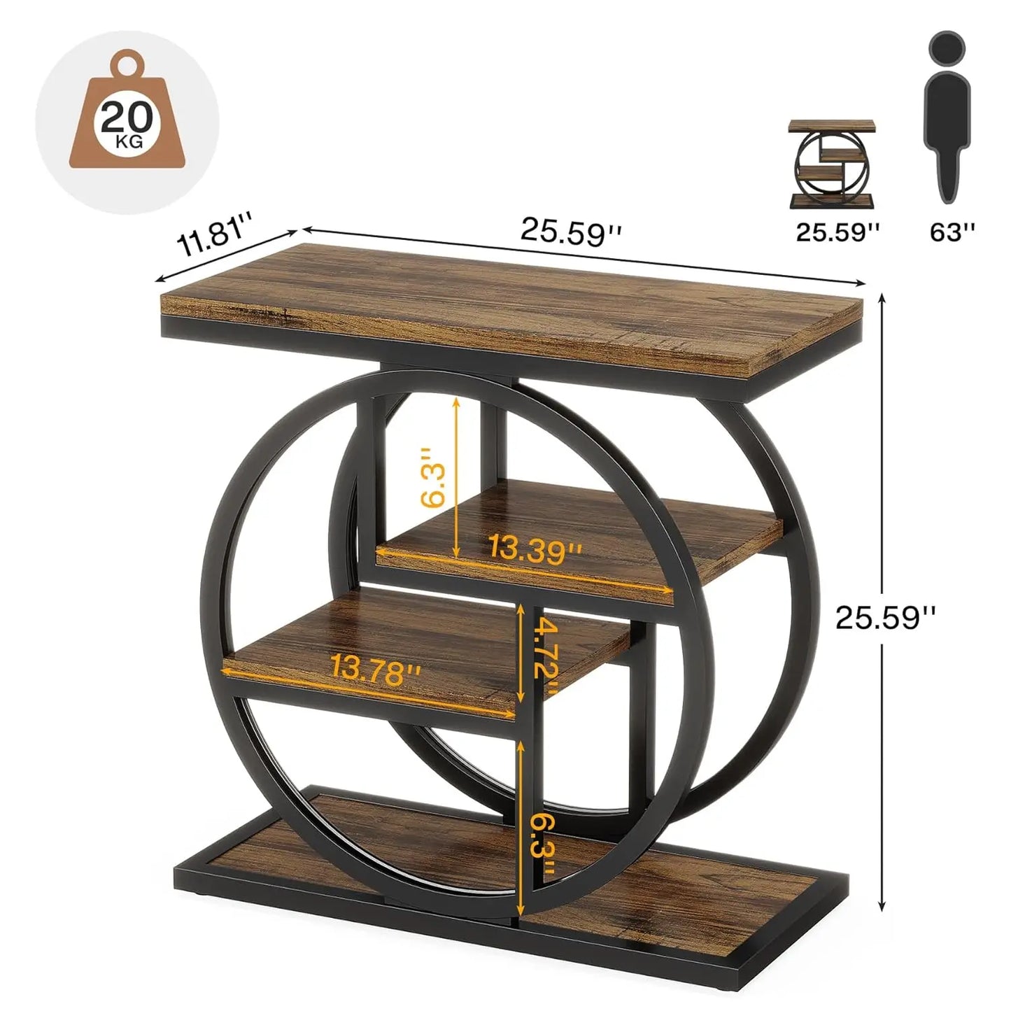 End Table Set Of 2 Timber And Metal Storage Shelves