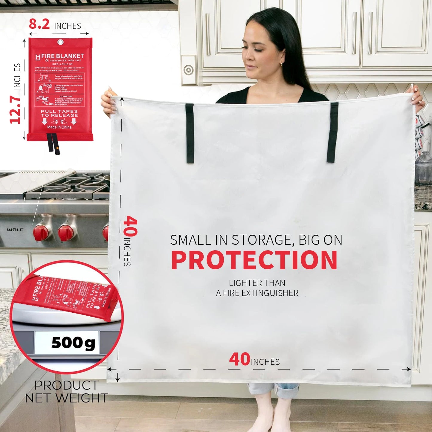 Emergency Fire Blanket 4 Pack Fiberglass Heat Resistant Kitchen Safety