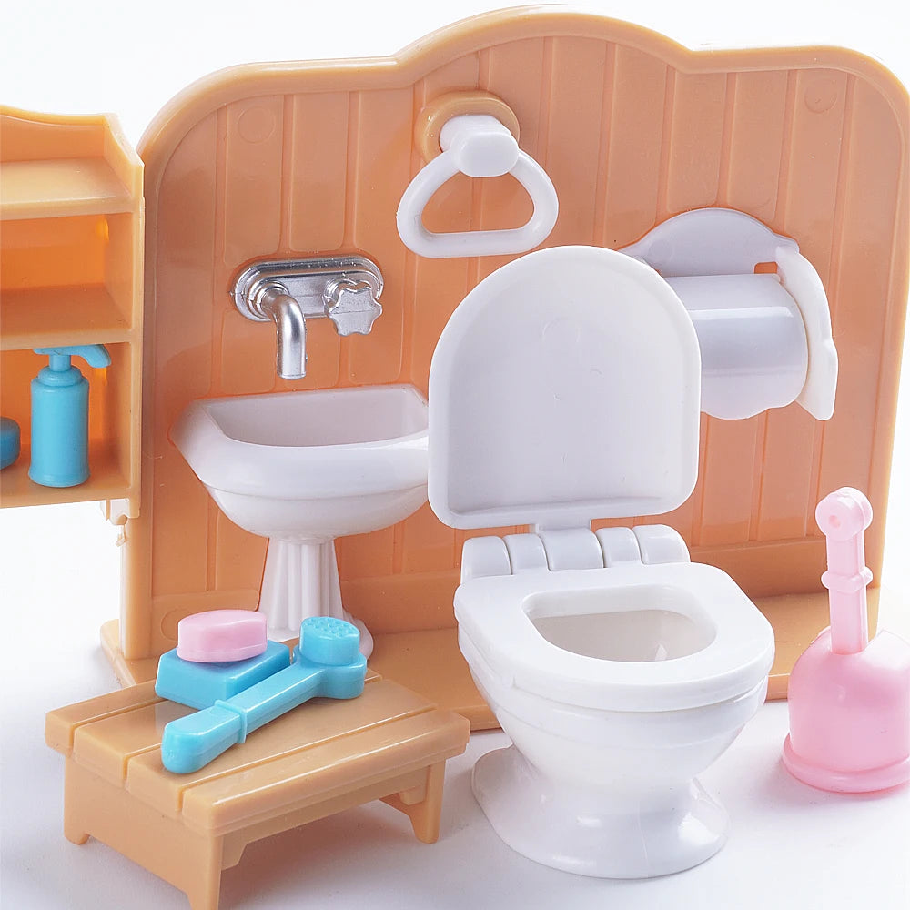 SENGTONGLE-T03 Bathroom Set Dollhouse Miniature Bathtub Accessories