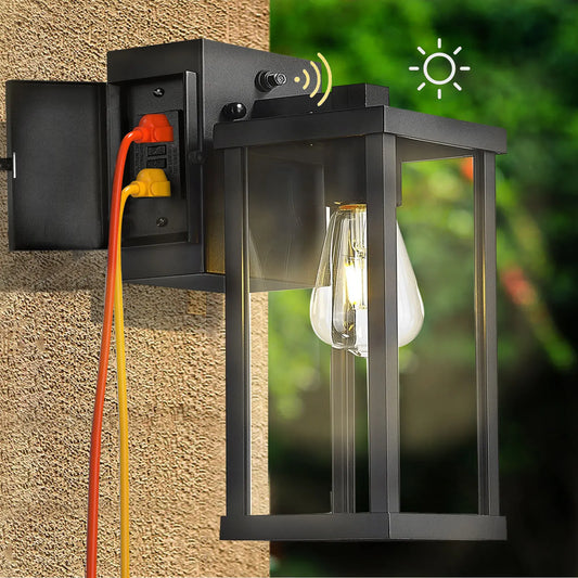 Porch Light With GFCI Outlet Dusk to Dawn Wall Mount