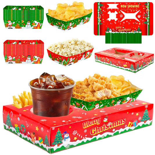 Premium Christmas Paper Snack Trays For Holiday Party Decor