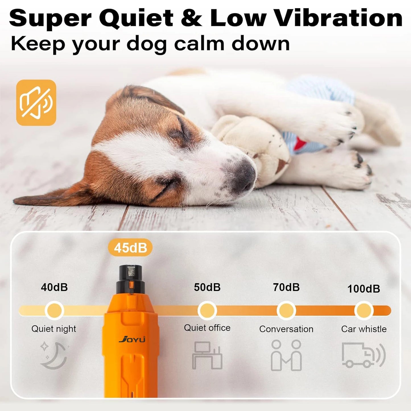JOYU 6 Speed Dog Nail Grinder Quiet Rechargeable Trimmer