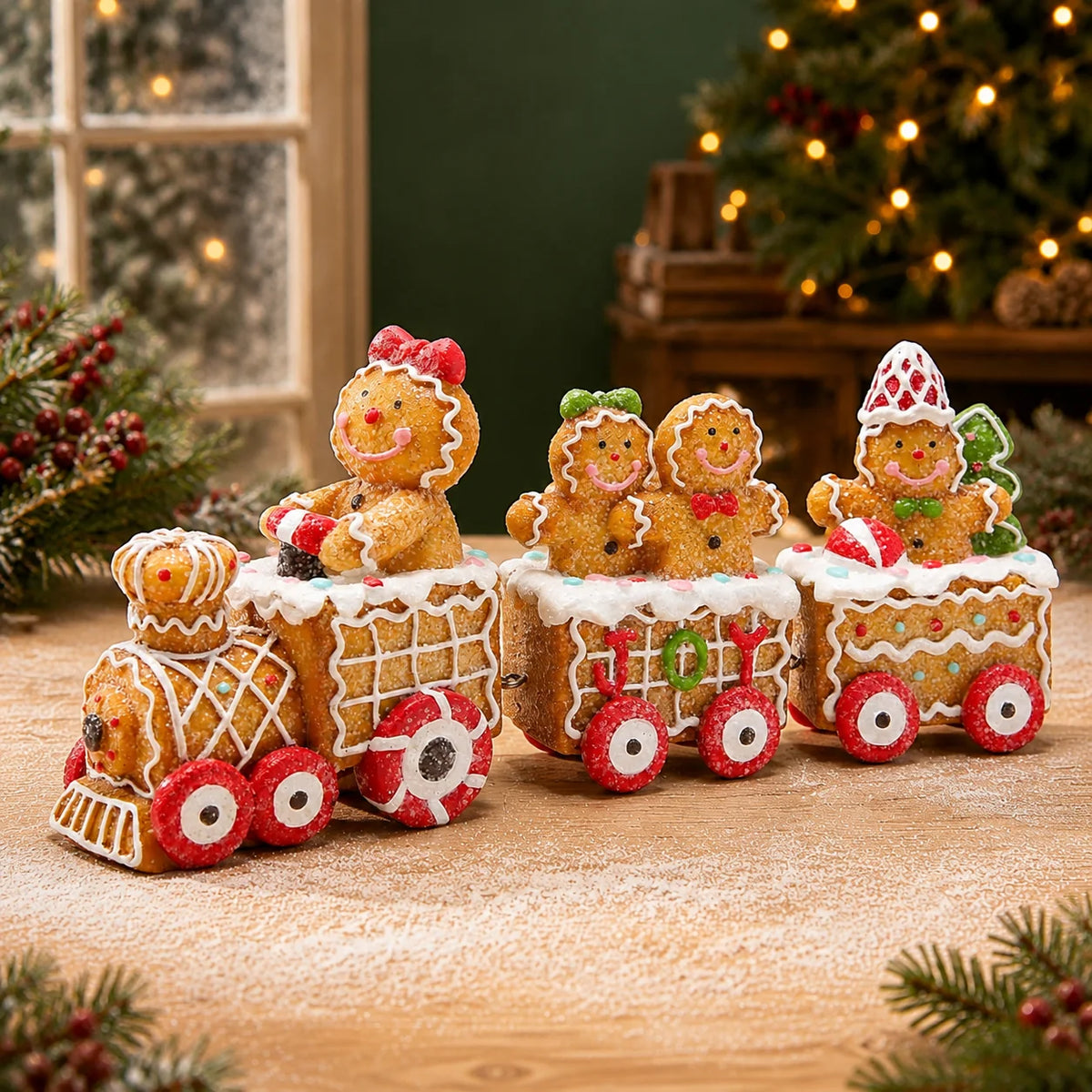 Hodao Resin Gingerbread Christmas Train Holiday Decoration