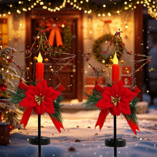 Outdoor Solar Christmas Garden Stakes With Santa Snowman Reindeer