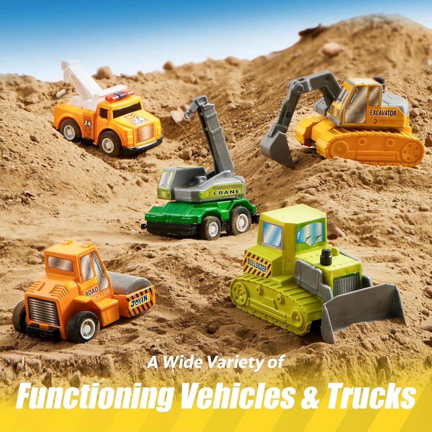 Joyfy 18 Pieces Friction Powered City Cars And Trucks Toy Set For Kids