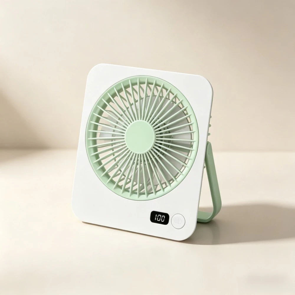 Rechargeable USB Mini Desktop Fan With Foldable Handle And 5 Speed Ultra Quiet