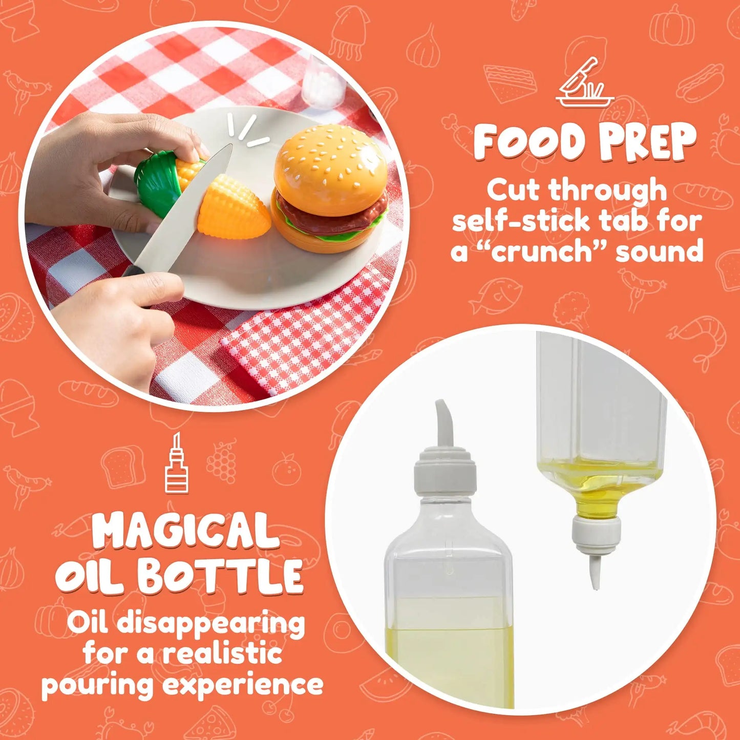 Joyfy Kids Kitchen Playset BBQ Grill Pretend Food Set
