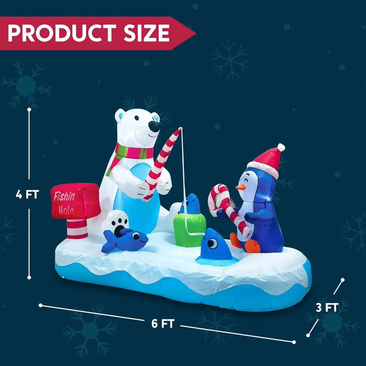 Joyfy Christmas Inflatable Penguin And Polar Bear Yard Decoration