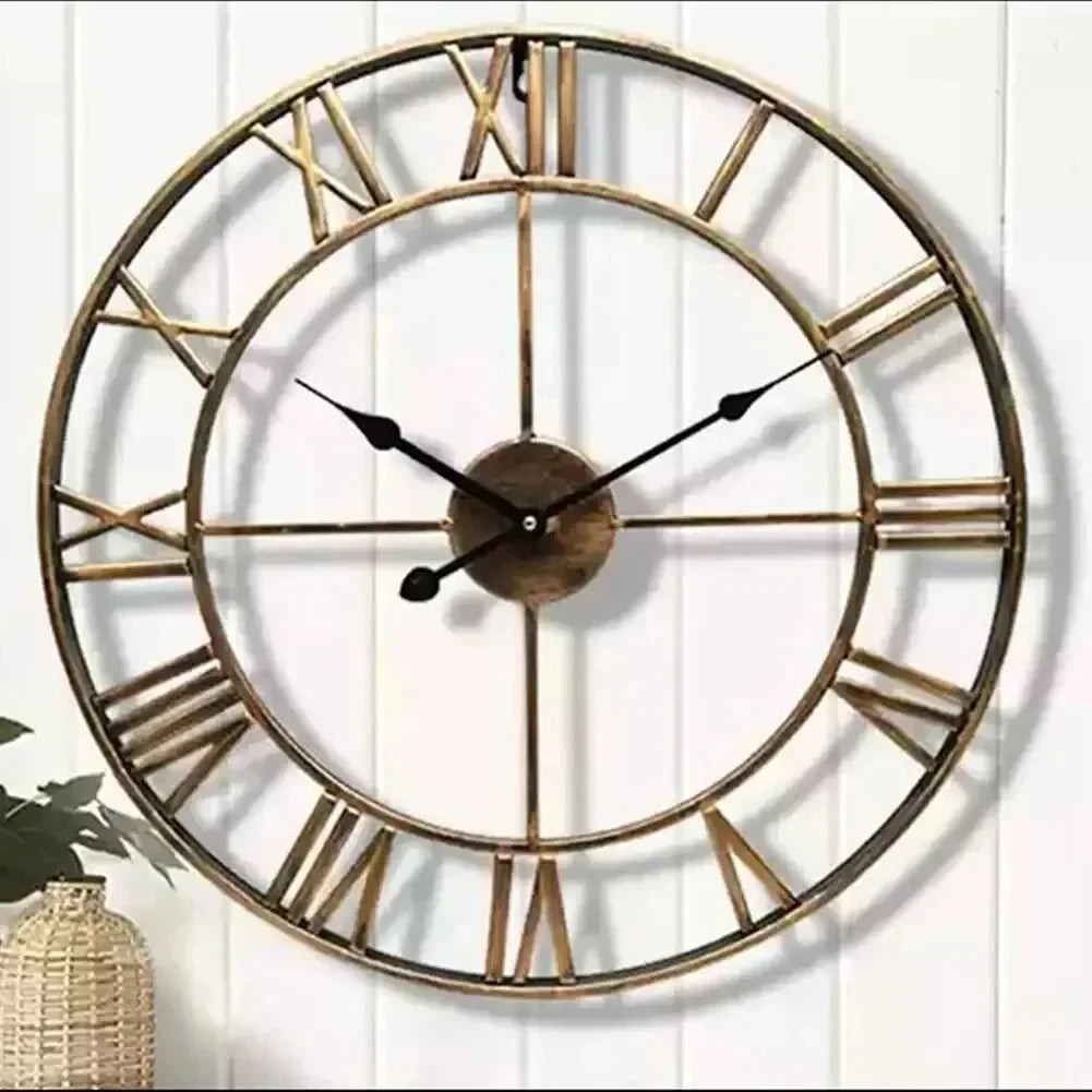 WOKLOK Modern 3D Wall Clock With Roman Numerals Metal Round