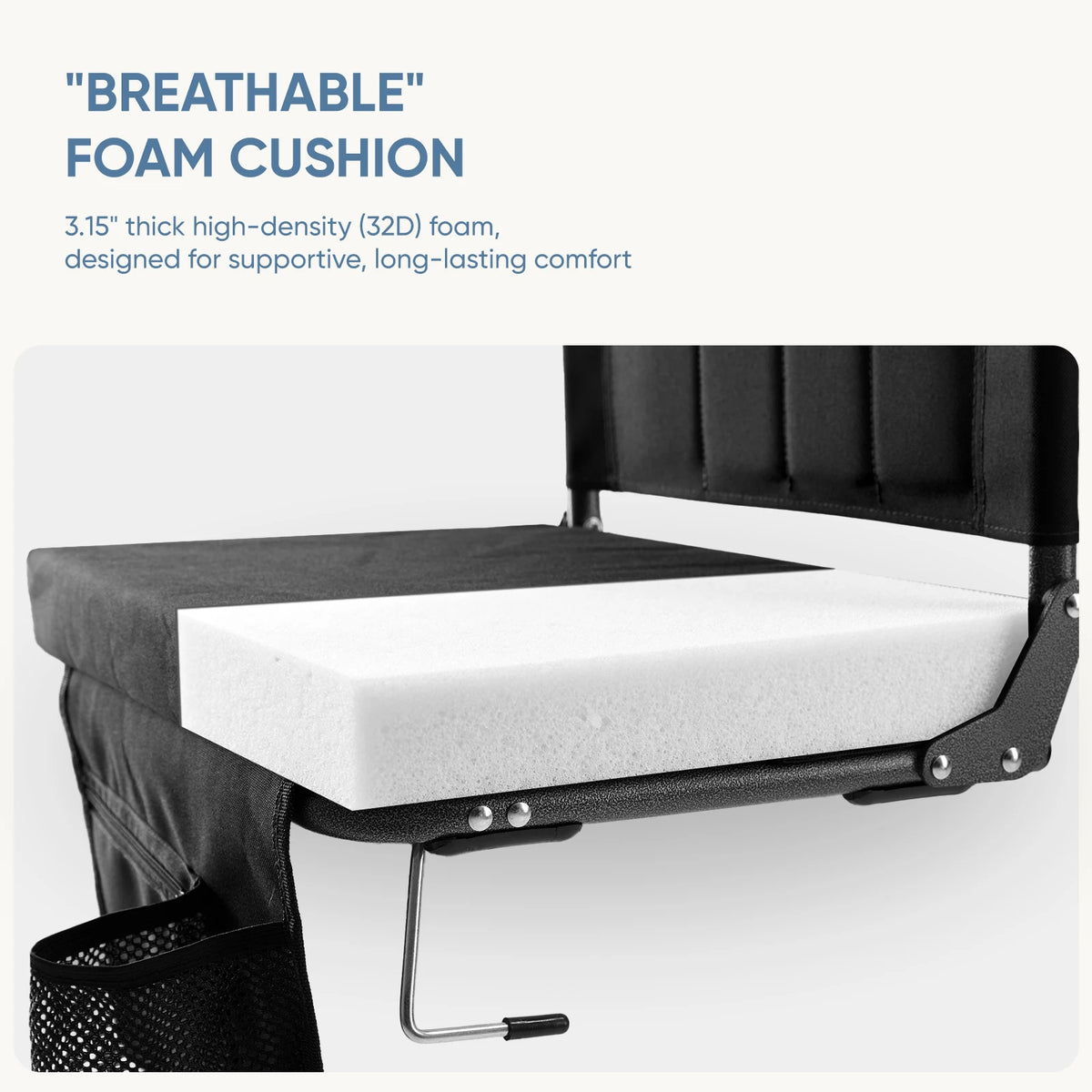 Jhk Outdoor Foldable Seat With Back Support Wide Portable Lightweight And Padded