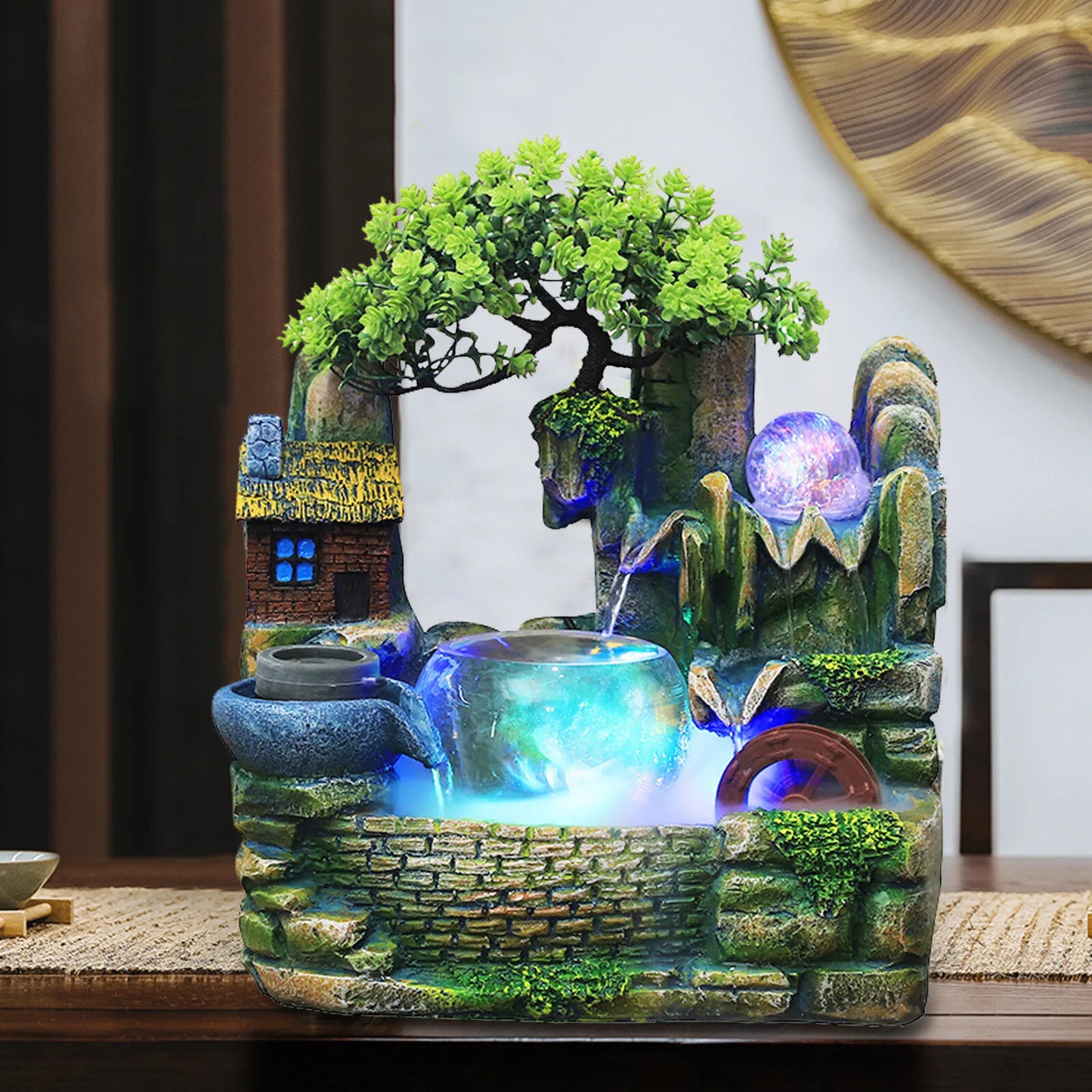 Desktop Fountain Waterfall Indoor Decor Landscape Rockeries Ornaments New