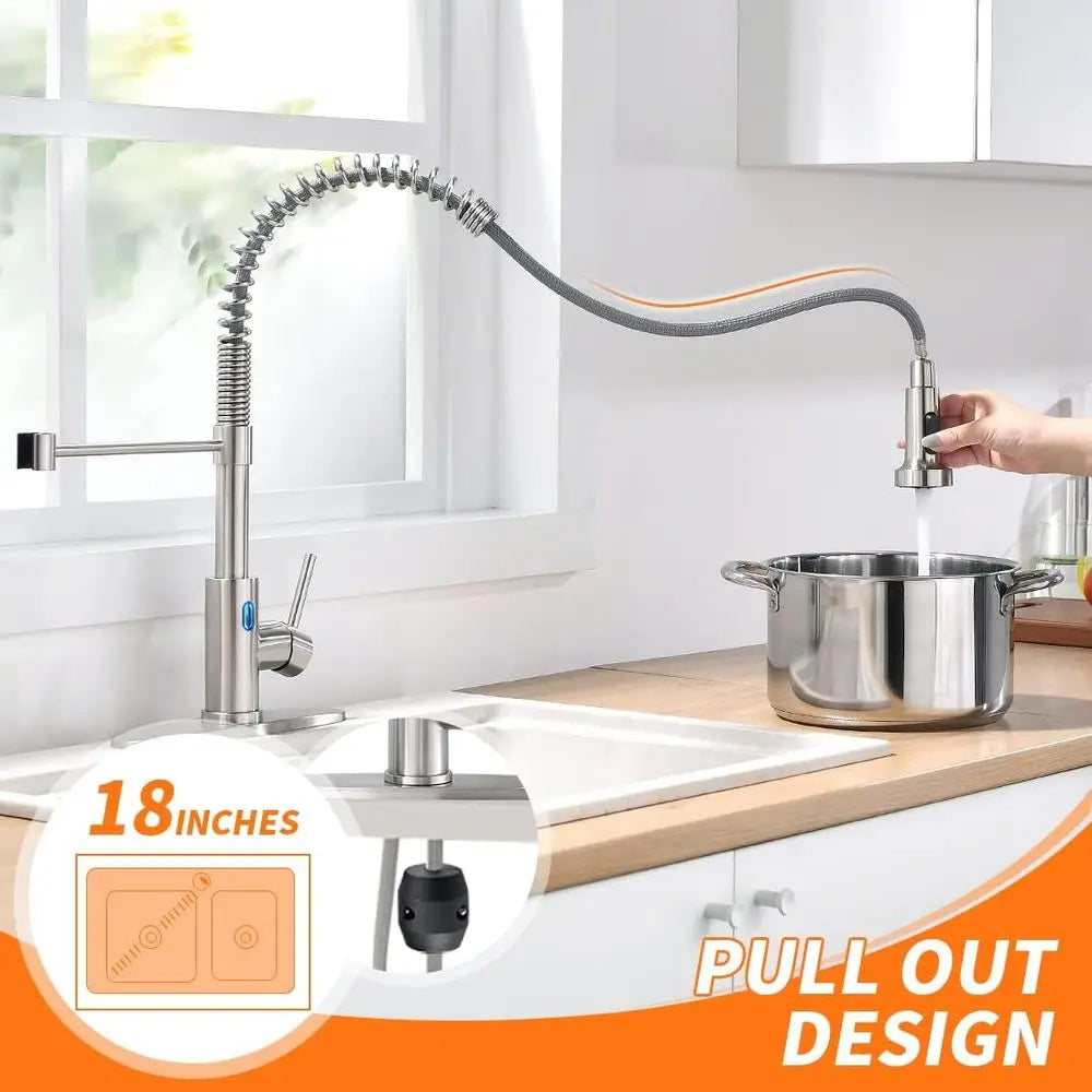 Touchless Kitchen Faucet With LED Light And Motion Sensor