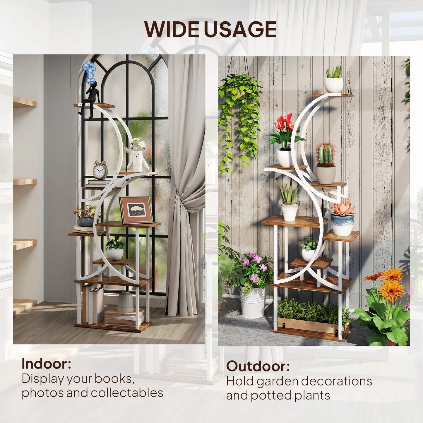 S-Shaped Eight-Tier Indoor Plant Stand Carbonized Finish