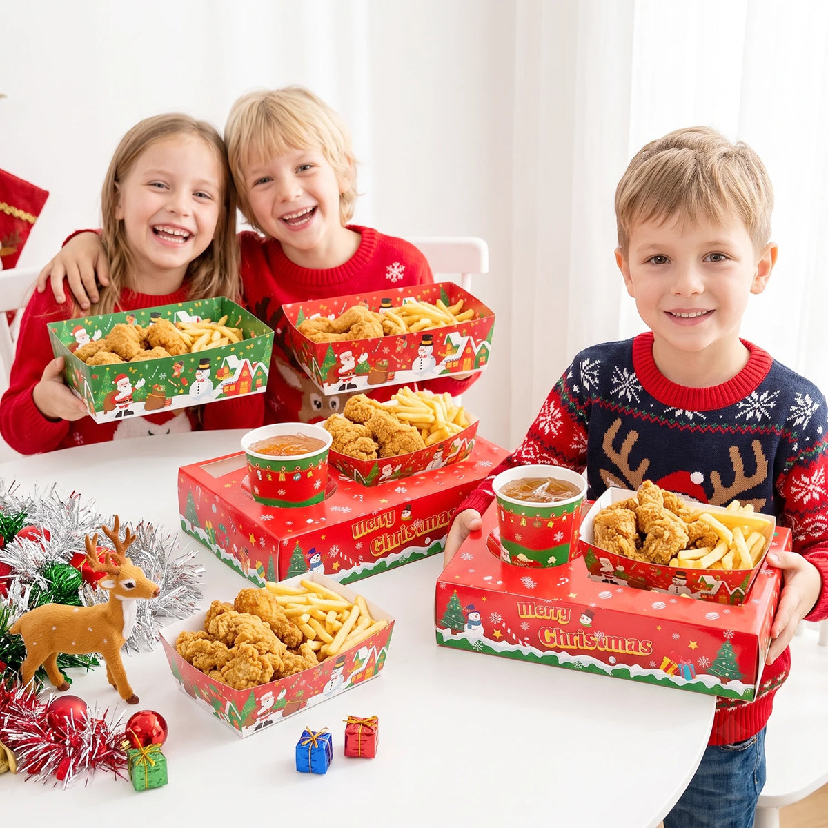 Premium Christmas Paper Snack Trays For Holiday Party Decor