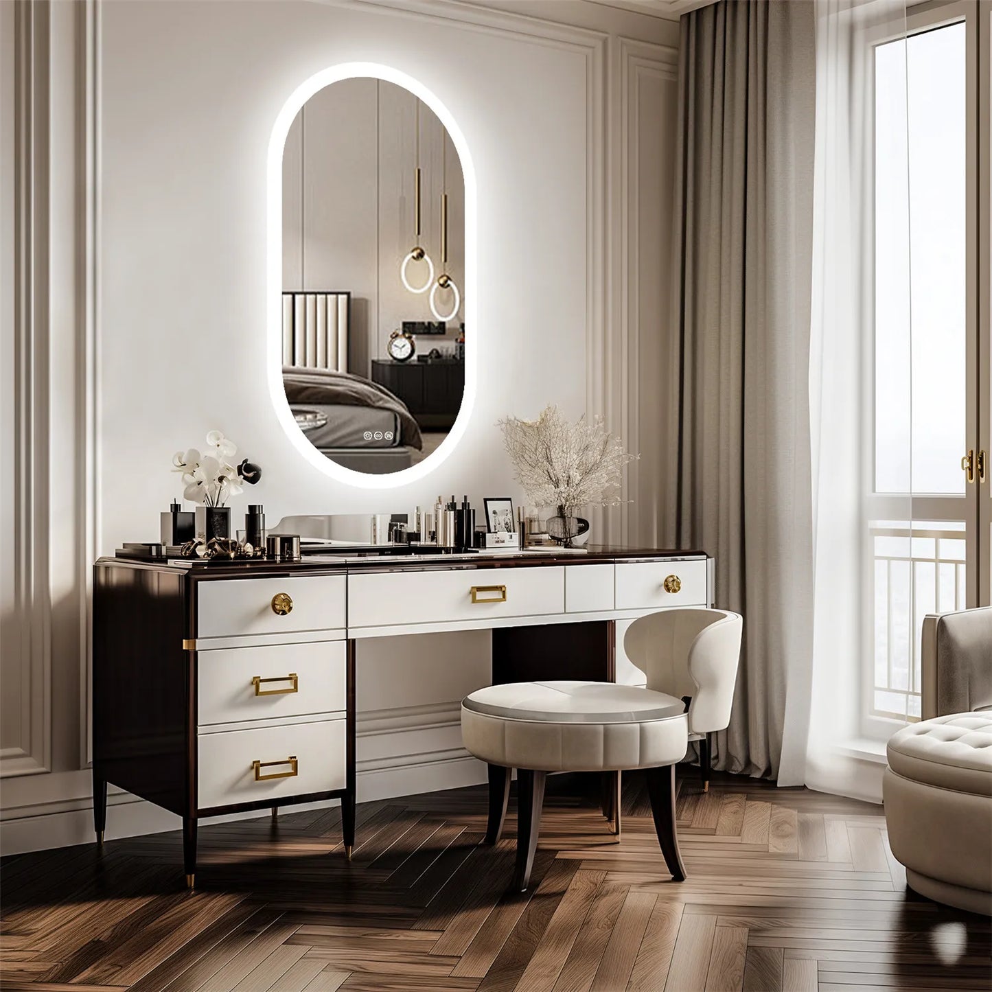 Wisfor Backlit LED Oval Bathroom Mirror Dimmable 3 Color Temperatures