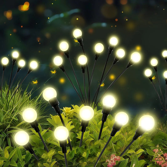 8-Head Solar Firefly Lights Pathway Outdoor Decorative Garden IP651 Waterproof High Flexibility Iron Wire Heavy-Duty Bulb Base