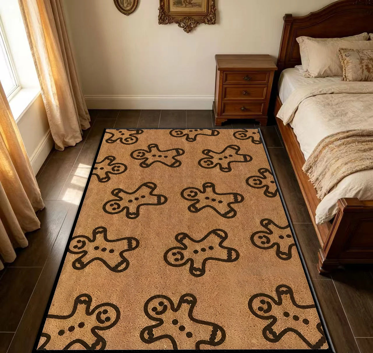 Gingerbread Man Cookie Christmas Festive Home Decor Area Rug