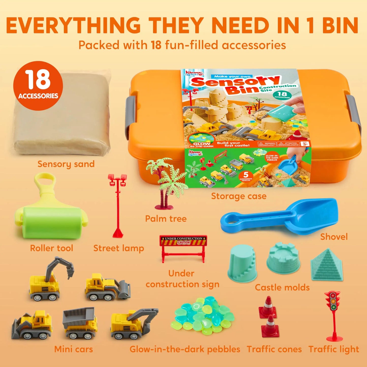 Joyfy Construction Sensory Bin Kit For Kids Three And Up