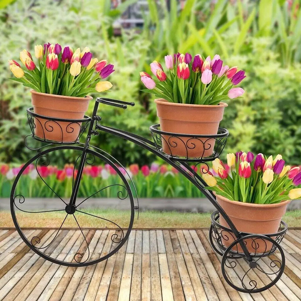 Wisfor Indoor 3 Tier Iron Garden Plant Stand Bicycle Shape