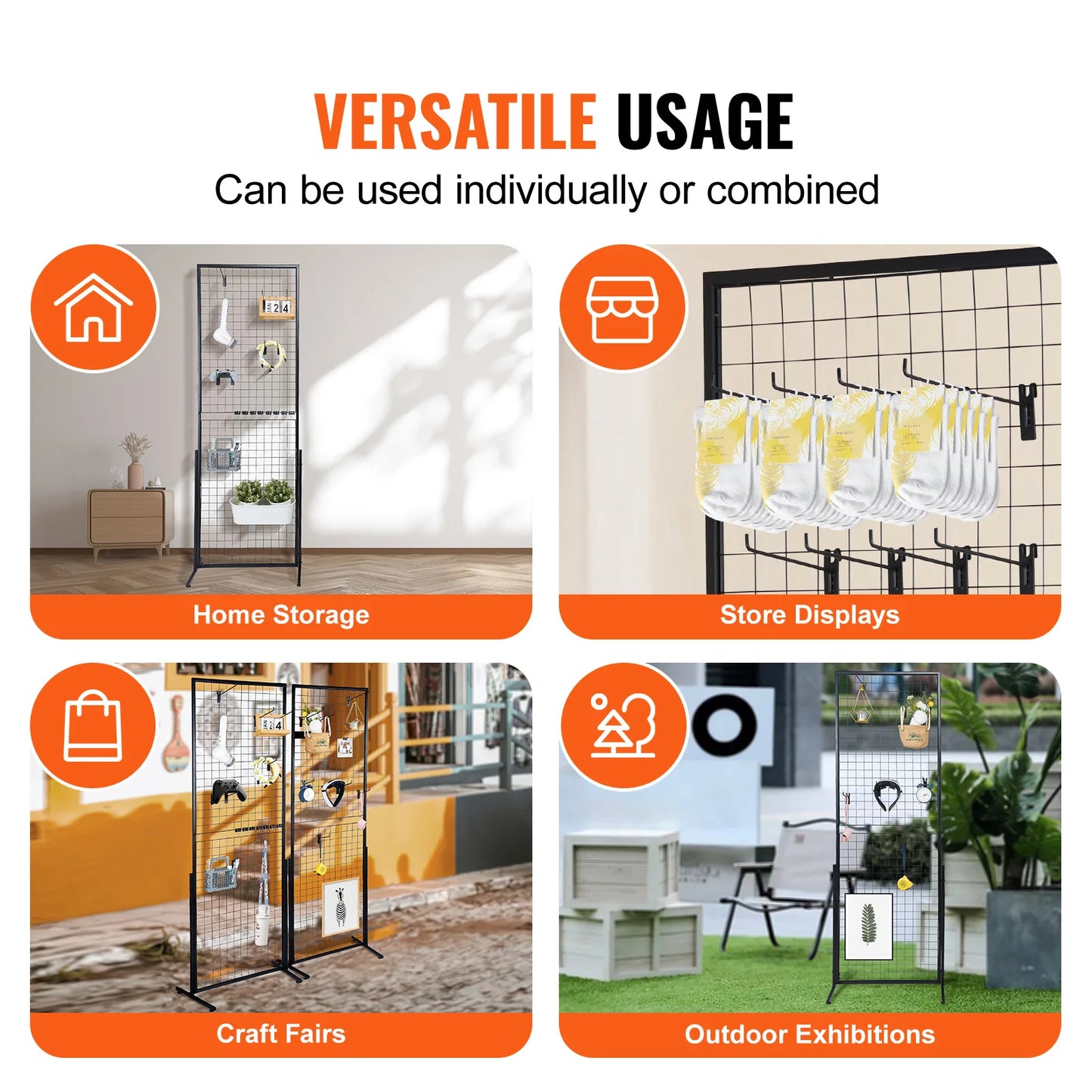 SucceBuy Grid Wall Panels Double Side Wire Gridwall Display Racks