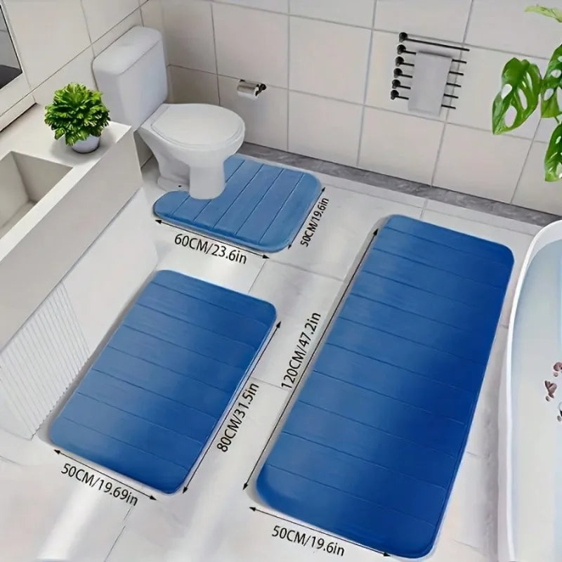 Memory Foam Bathroom Rug Set, Plush Absorbent Bath Mats