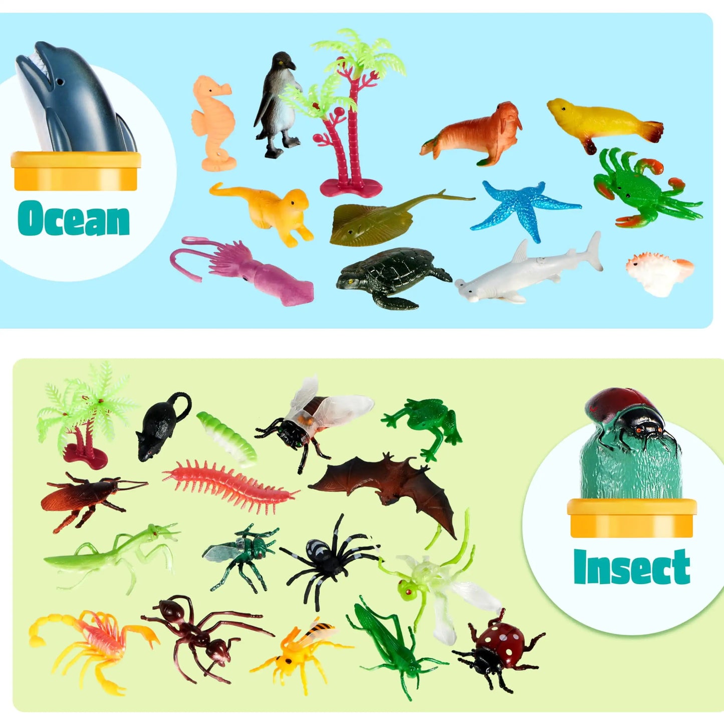 Joyfy 69Pcs Small Animal Figures Assorted Mini Plastic Animal Toy Tiny Little Animals for Kids Birthday Party Favor