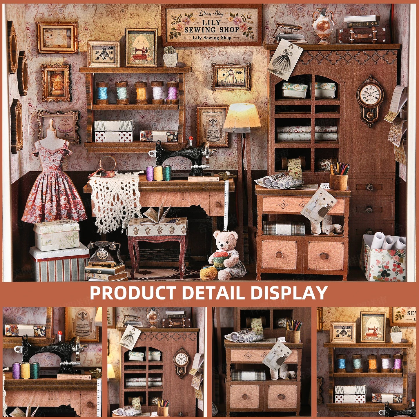 ASLOWSNAIL Book Nook Kit Tailor's Shop DIY 3D Dollhouse