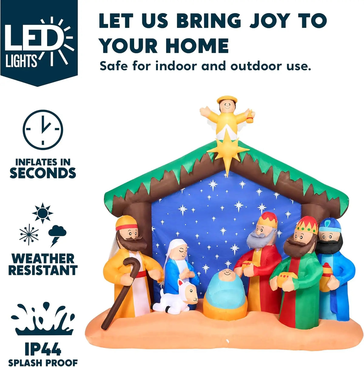 Joyfy Christmas Inflatable Nativity Scene With LED Yard Decor