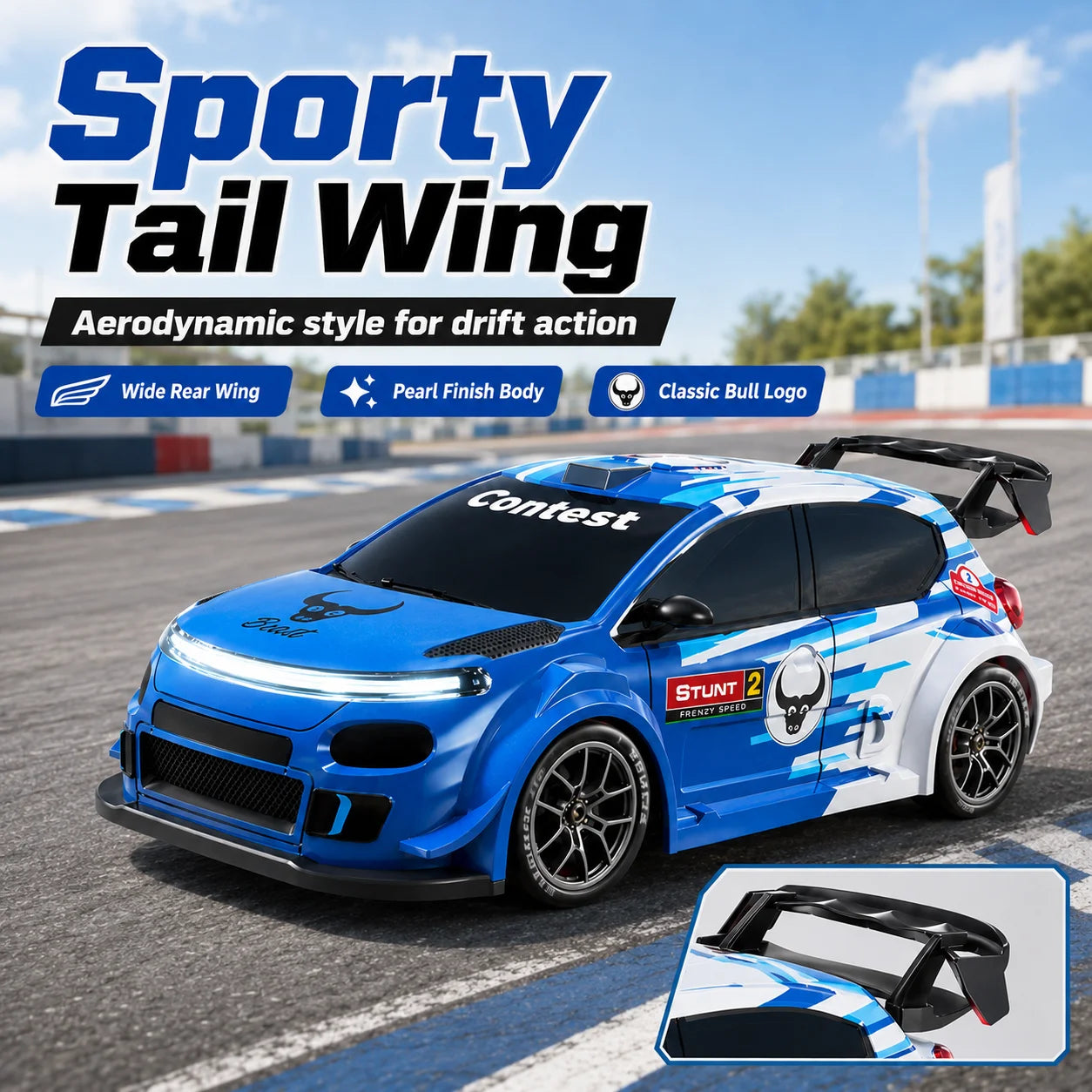 Znlyrion RC Drift Car 4WD With LED Lights And Tires