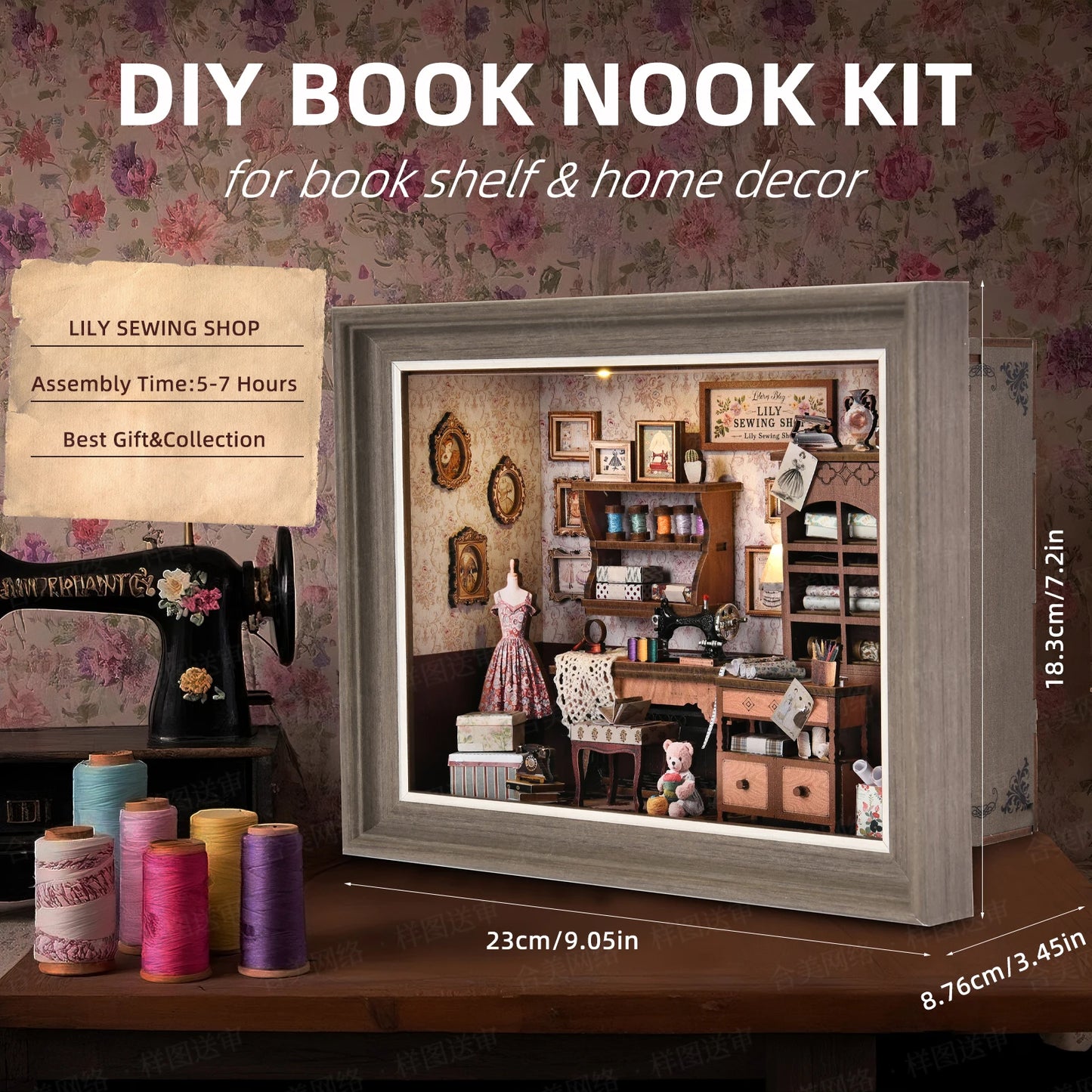 ASLOWSNAIL Book Nook Kit Tailor's Shop DIY 3D Dollhouse