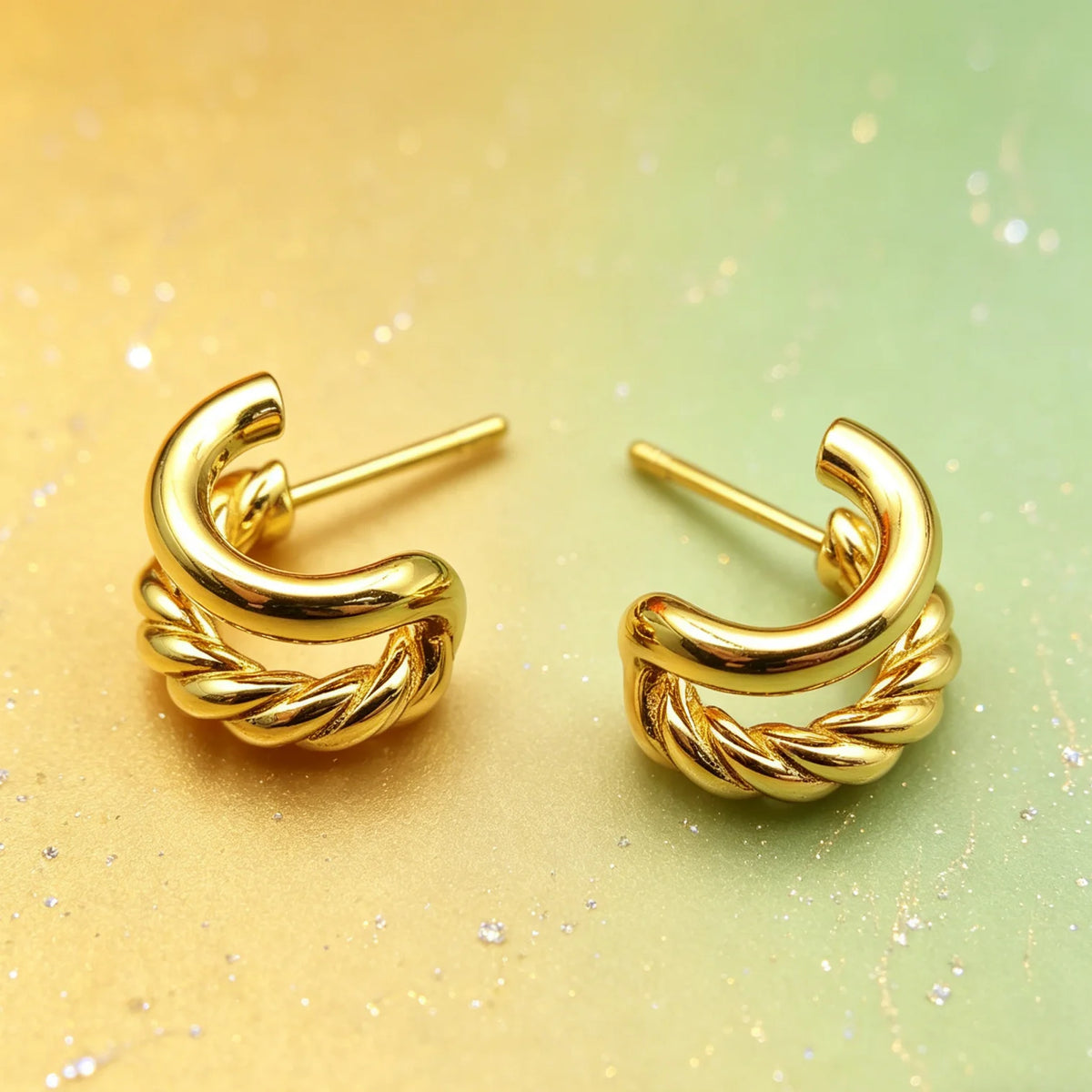 Women Zircon Stud Earrings Fine Geometric Design Elegant Stylish Jewelry