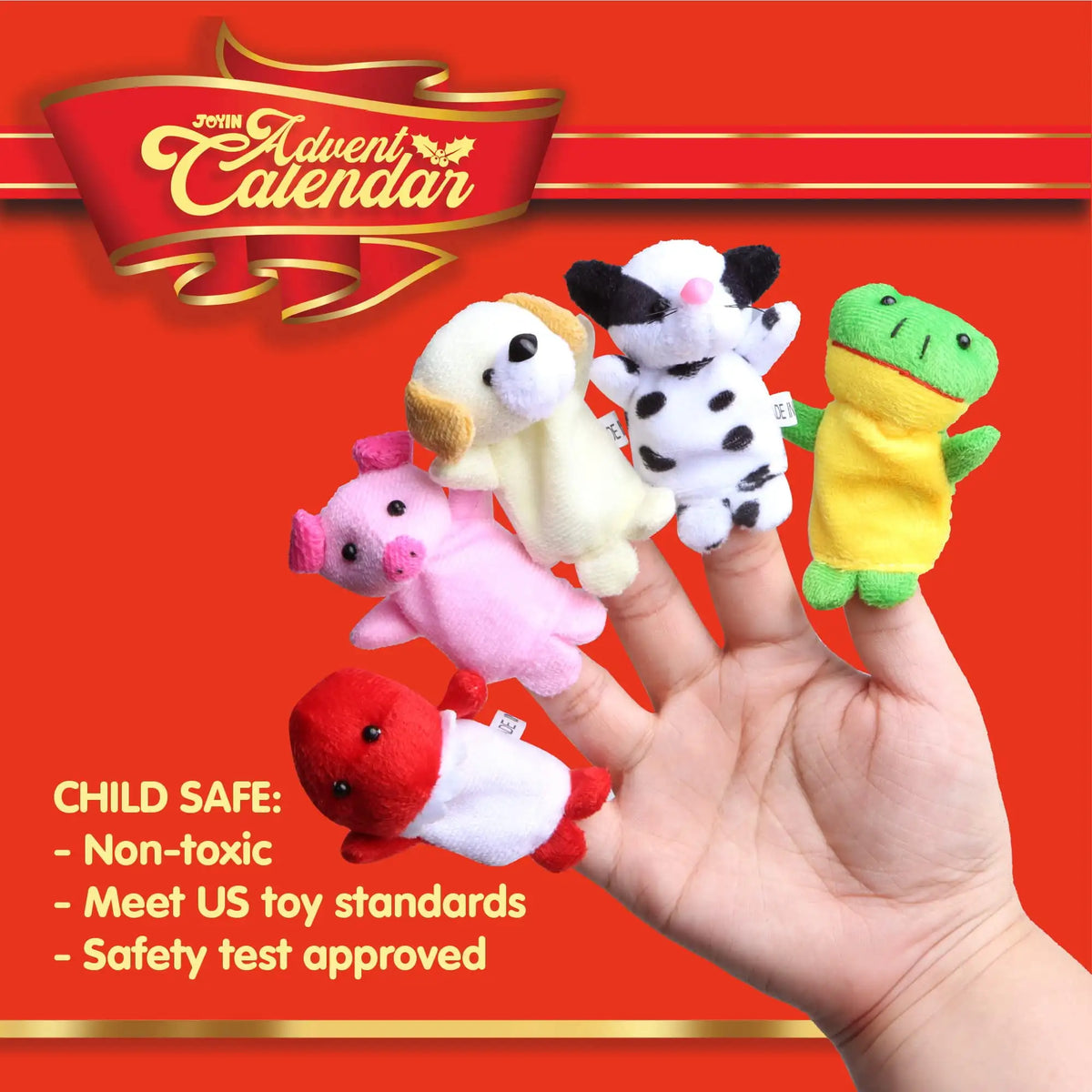 Joyfy Christmas Advent Calendar With Plush Animal Finger Puppets